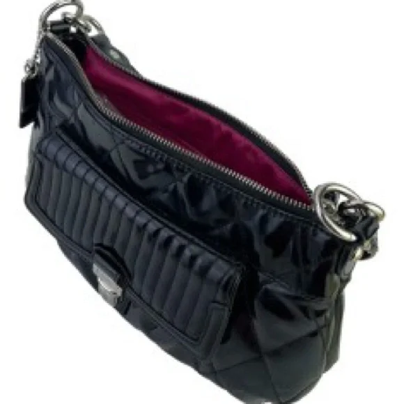 Coach liquid Gloss Black Poppy Quilted Shoulder Bag - Picture 7 of 11